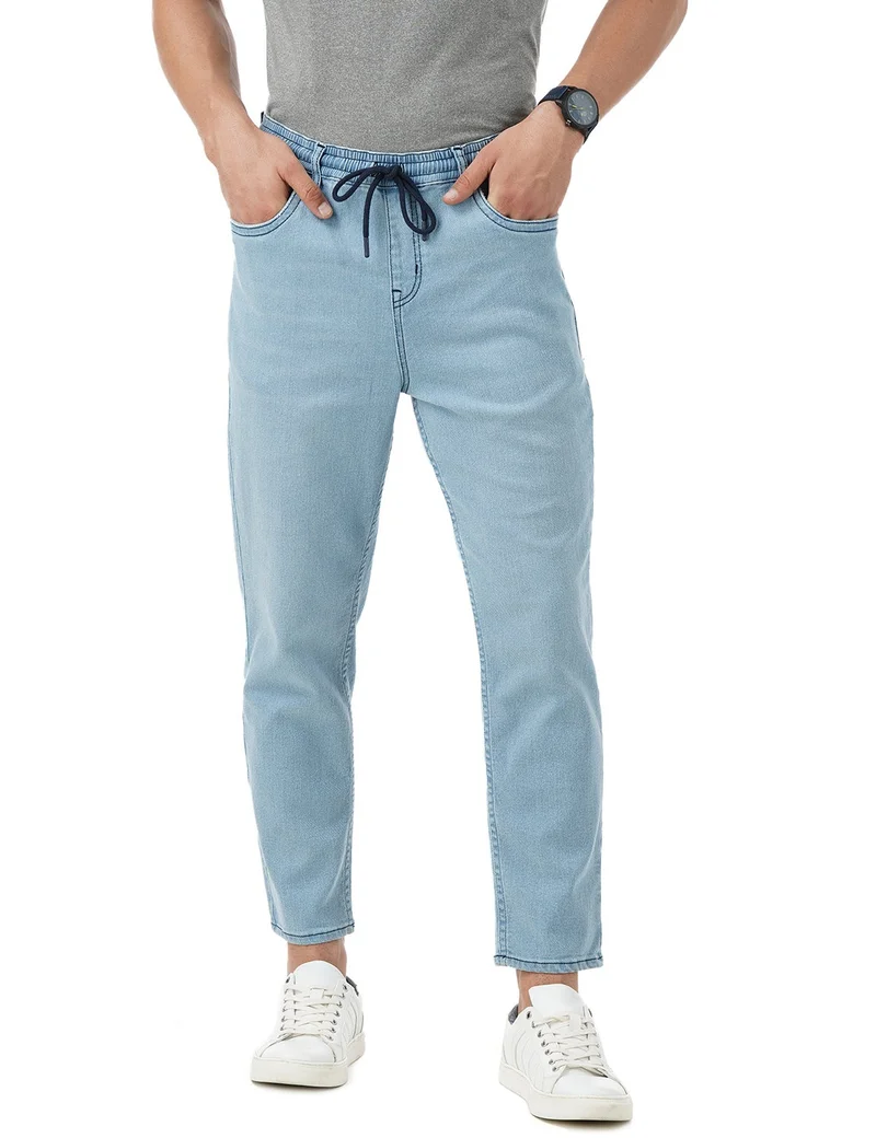 inkd Men's Jogger Jeans - Mid-Rise | Cotton Blend | Stretchable Fabric| Elasticated Waistband | Classic 5 Pocket Styling | Jeans for Men